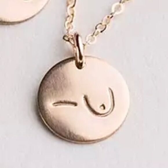 Delicate Rose Gold Tone Just One Breast Cancer Mastectomy Pendant Necklace NWT - Picture 12 of 12